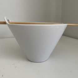 Crofton Stoneware Japanese Udon Ramen Noodle Bowl Modern Style W/Chopsticks New!