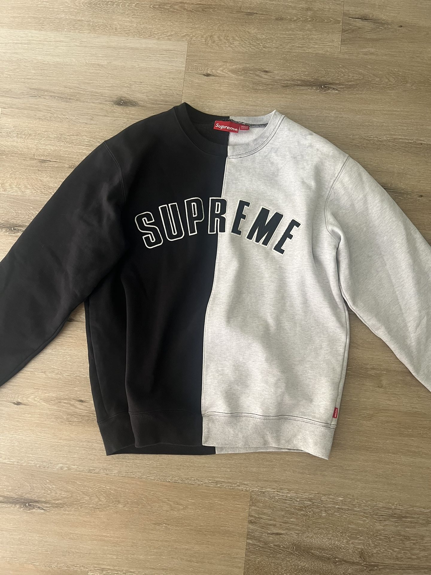 supreme split crewneck sweater black medium