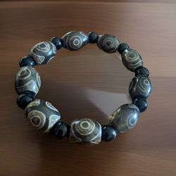 Vintage Tibetan Natural Agate *3 Eyes* Dzi Beads Tribal Bracelet