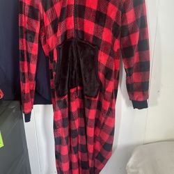Red Black Onesie Pajama Zipper 