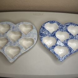 Two piece heart muffin pans, blue