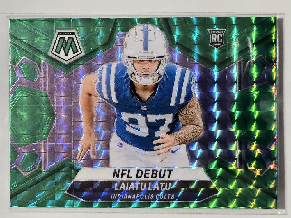 2024 Panini Mosaic - NFL Debut Green Mosaic Prizm #290 - Laiatu Latu (RC