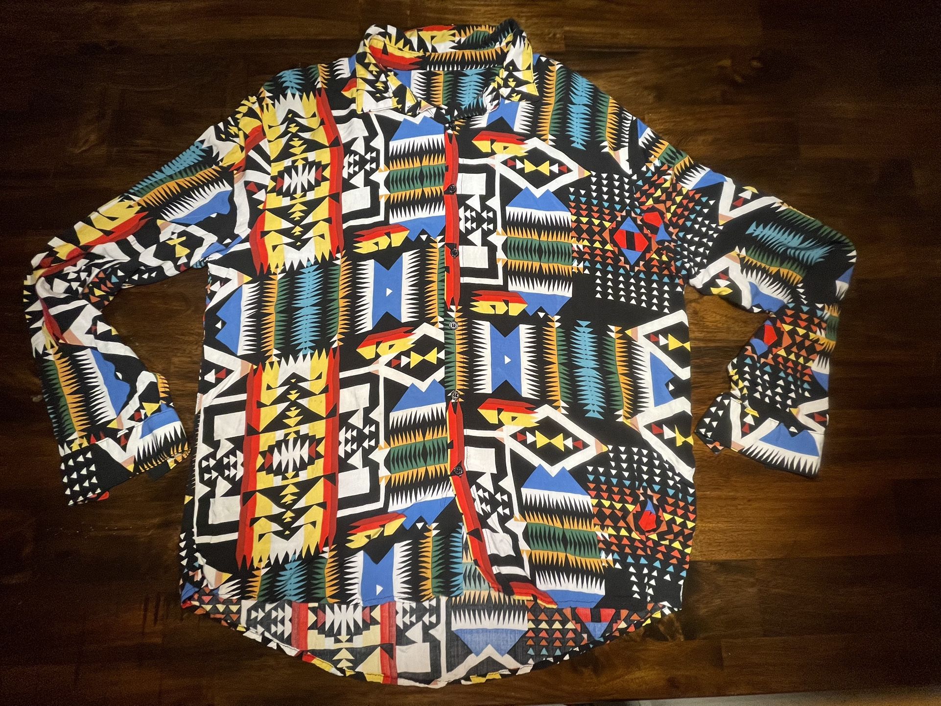 Southwest Aztec Zig Zag Design Men Shirt
