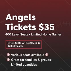 $35 Angels Tickets (400 Level) — Pick Your Game — Limited Qty (40 total)