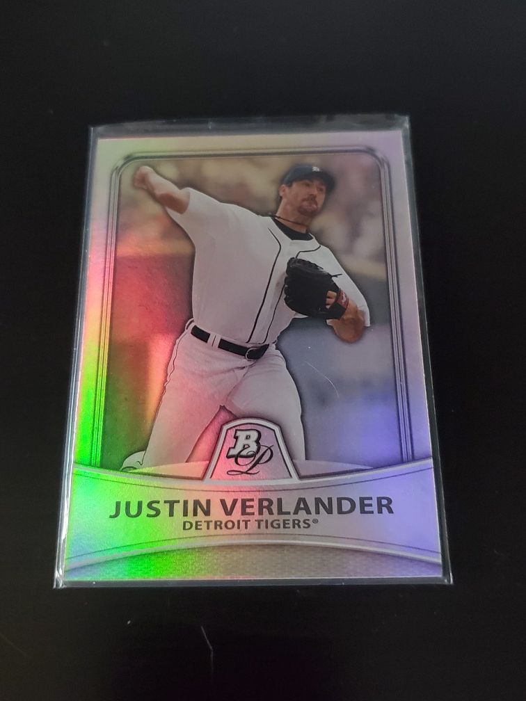 2010 Bowman Justin Verlander 51 Platinum Refractor #856/999 Baseball Card