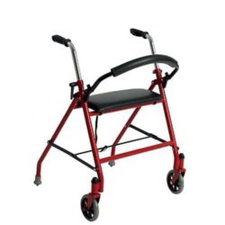Drive Medical 1239RD Foldable Rollator Walker with Seat, Red, 1 Count (Pack of 1) 