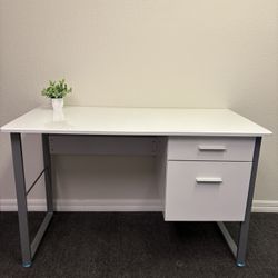 OfficeMax White Computer Desk with Drawers – Modern, Sturdy