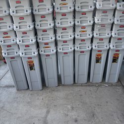 Slim Jim 23 Gal. Gray Plastic Rectangular Trash Can with Venting Channels