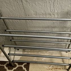 3-Tier Expandable Shoe Rack,Adjustable Shoe Shelf Storage Organizer Heavy Duty Metal 