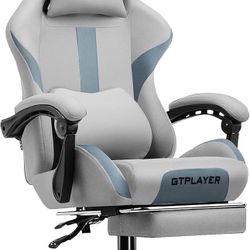 J274-Gaming Chair with Foot Rest & Pocket Spring Cushion, Breathable Fabric for Home Office Desk, Ergonomic High Back Computer Chair with Headrest & L