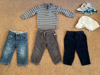 Boys’ 12–18 Months Bundle – Gap & Carter’s Pants, Sweater + Hats