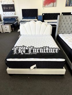 New Queen bed frame with mattress