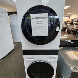 2.8 cu. ft. Washer, 4.2 cu. ft. Dual Inverter Heat Pump Ventless Electric Dryer, Washtower, Center Control AIDD in White,
