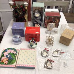 Vintage Christmas Decorations Sconce Precious Moments Mason Jar Candle Porcelain Unicorn Ornaments