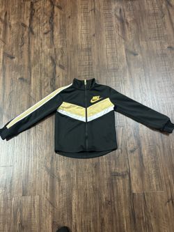 Nike Black Jacket with Gold and White Stripes  