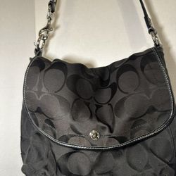 Coach Black Signature Flap Shoulder Bag