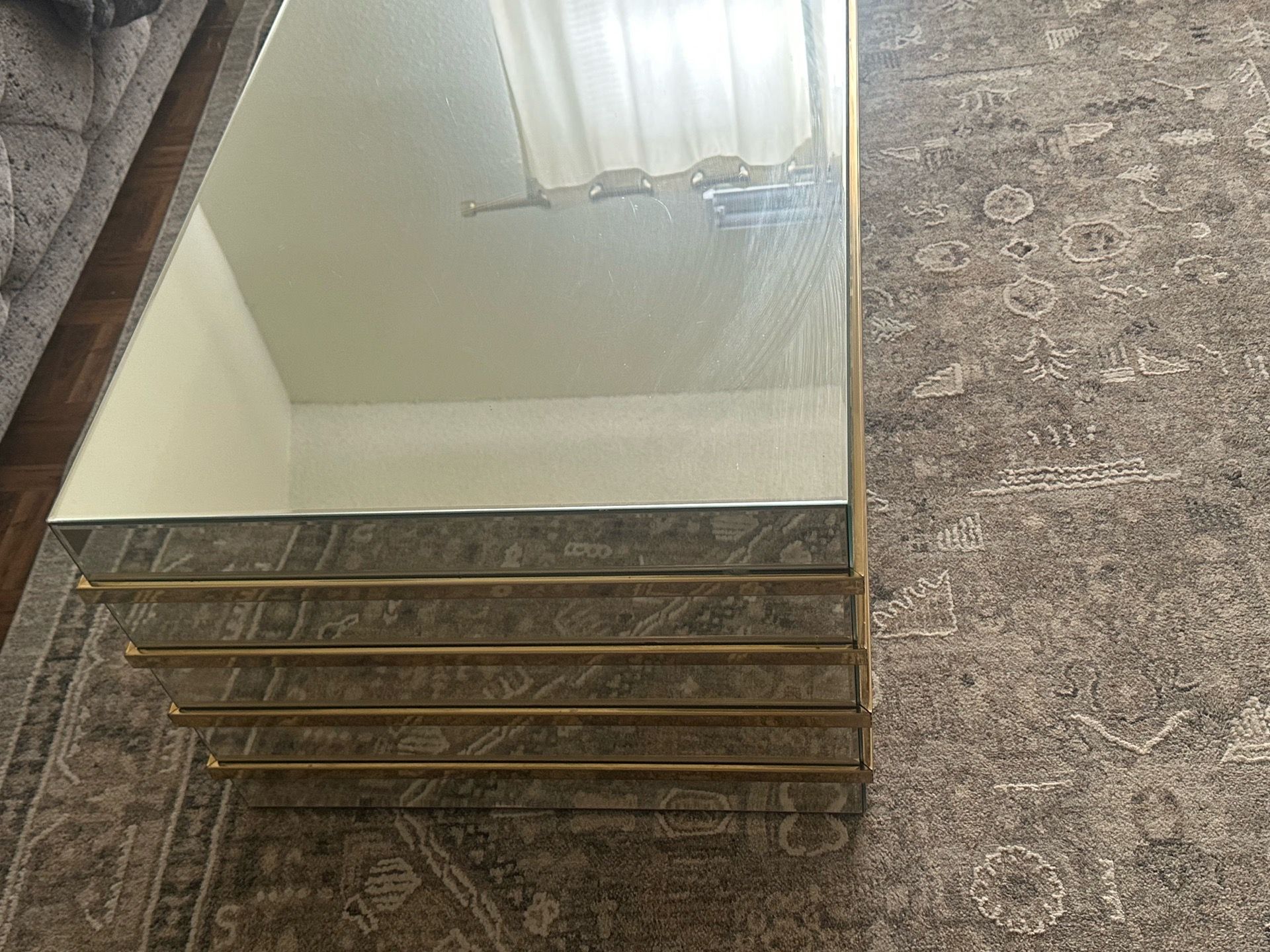 Free glass coffee table Gold trim