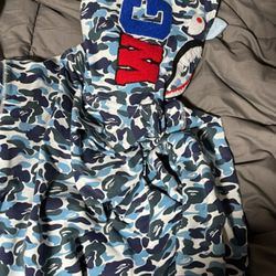 Double hood light blue bape hoodie