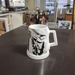 Disney Star Wars Storm Trooper White Ceramic Mug With Black Design 4.75"H 