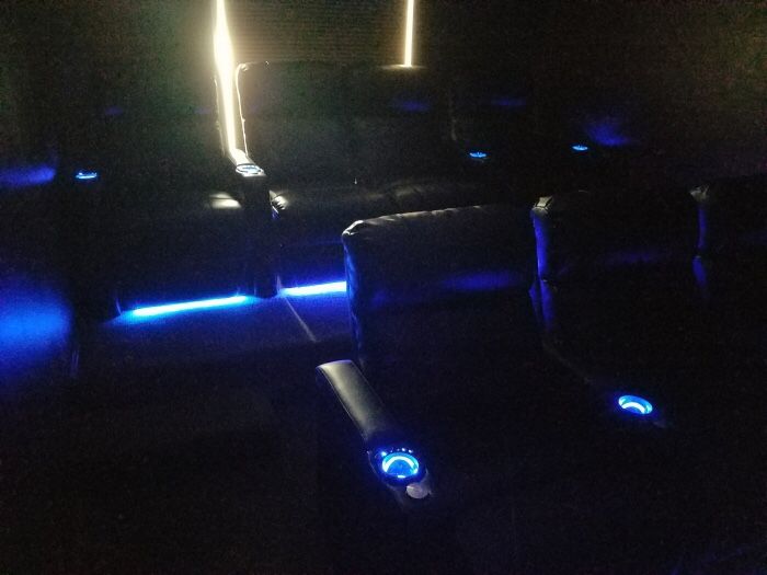 (2) Power theater recliners with LED lighting
