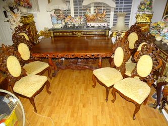 8 Pc Italian Carved Mahogany Dining Room