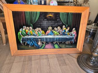 Vintage Last Supper on velvet