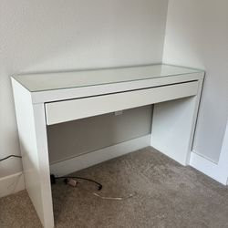 White Desk with Glass Top