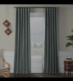 Faux Linen Blackout Window Curtain, Thistle 2 panels. 50"x96" . Pole pocket with hookbelt & back tabs