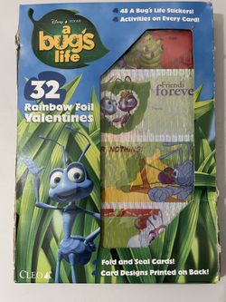 Disney Pixar A Bugs Life Rainbow Foil Valentines New Sealed Box Of 32