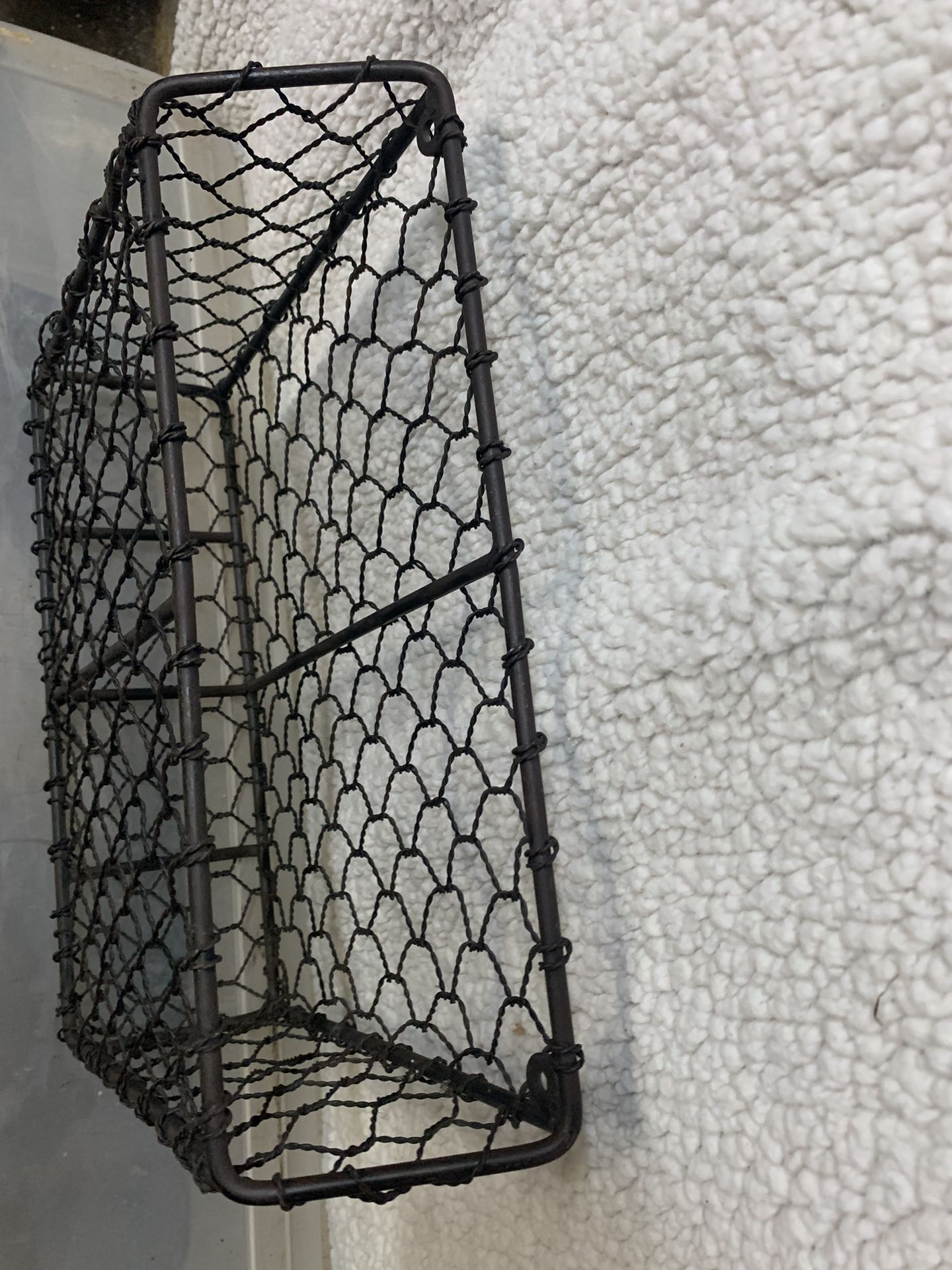 Rustic Wire Wall Mount Basket Black Metal Mesh Mail Organizer Farmhouse Decor