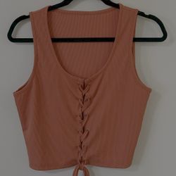 Rust Lace-Up Tank Top Size XL