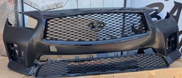 📿 $250 ! Front Bumper Grille Fog Lights W/ Sensor Hole For Infiniti Q50 Sport 2014-2017