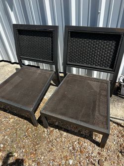 Set of 2 Outdoor Patio Dining Chairs – Metal Frame