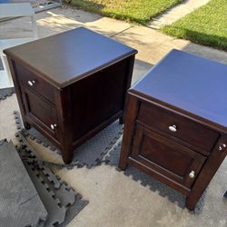 Dark Brown Nightstands With Hidden Drawers