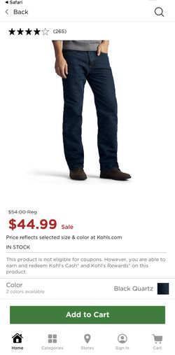 Mens Lee Jeans In Black Quarts 