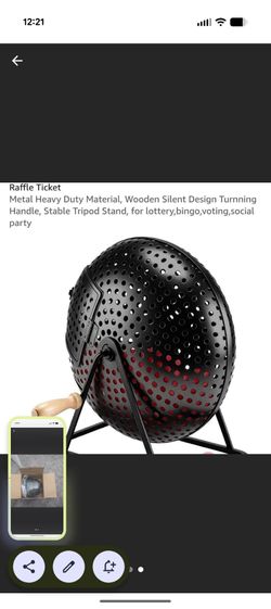 Metal Raffle Ticket Drum with Wooden Handle