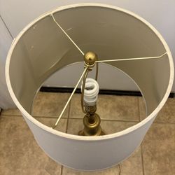 Gold Table Lamp w/ White Shade 
