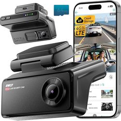 4G LTE Dash Cam Live-Streaming, Anti-Theft Car Security Camera, Instant Alert via App, Cloud & SD Storage, 2K Front 1080P Inside Night Vision SUV Truc