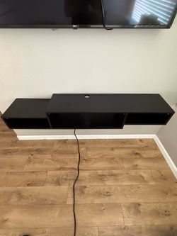 Black Floating Wall-Mounted TV Console 59”