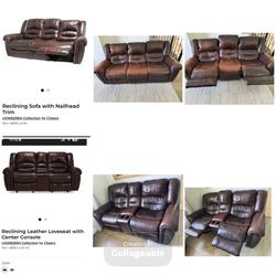 Free Leather Reclining  Couch And Loveseat