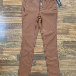 Blank NYC Womens Brown Faux Leather Pants Size 25 The Great Jones