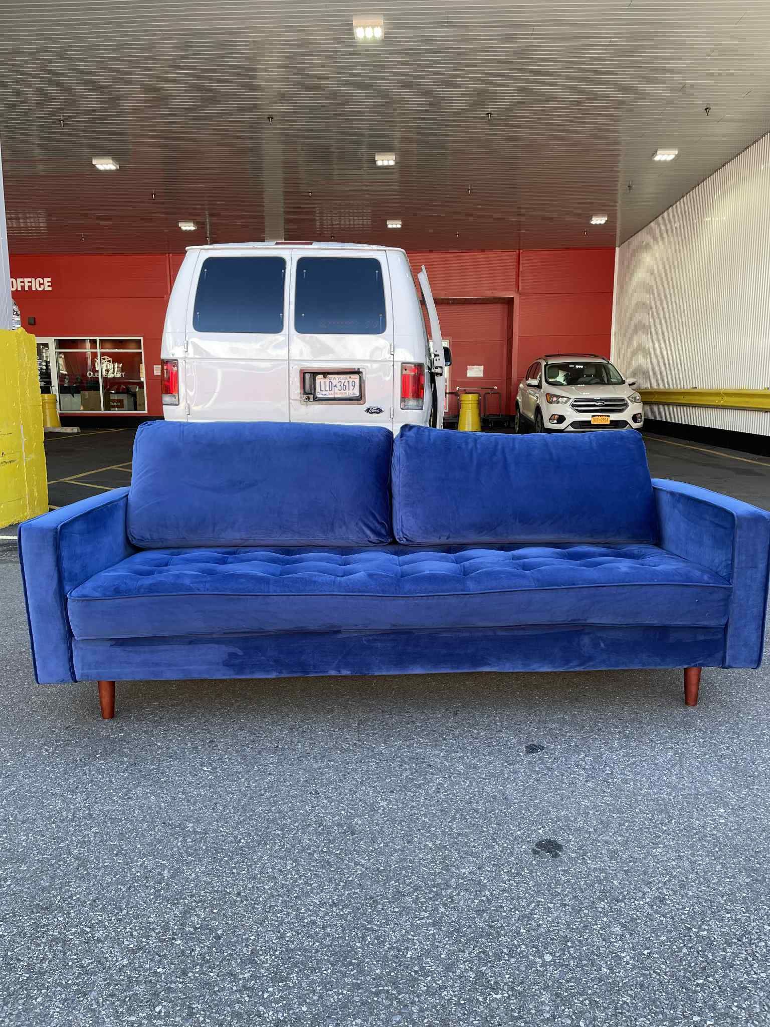 Blue Velvet Sofa Couch Free Delivery