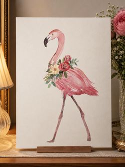 watercolor-style pink flamingo canvas