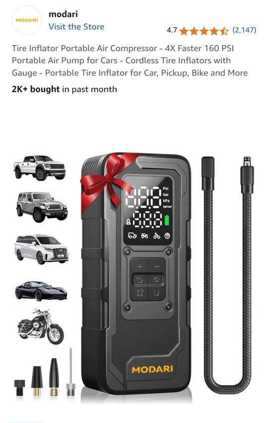Modari Tire Inflator Portable Air Compressor
