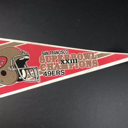 Vintage San Francisco 49ers Super Bowl Champions Pennant Flag