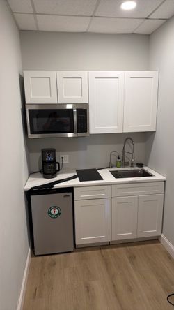 67” Complete Compact Kitchenette – Quartz Countertop, Microwave & Induction Cooktop – $1,395 OBO