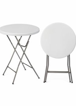 White Round Folding High Top Table