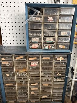 Copper fittings and  hardware and drawers fill misc.