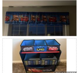 Disney Pixar Cars Toy Bin and 2 Valances