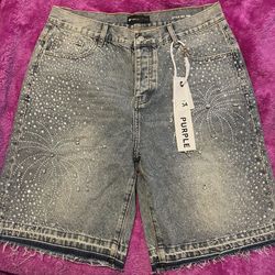 Purple denim short